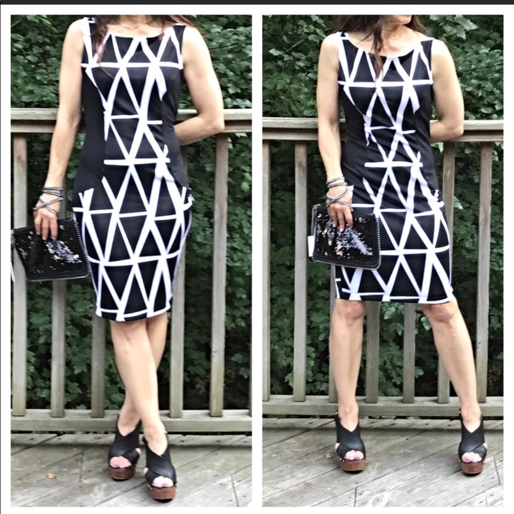 Modern Print Midi Dress